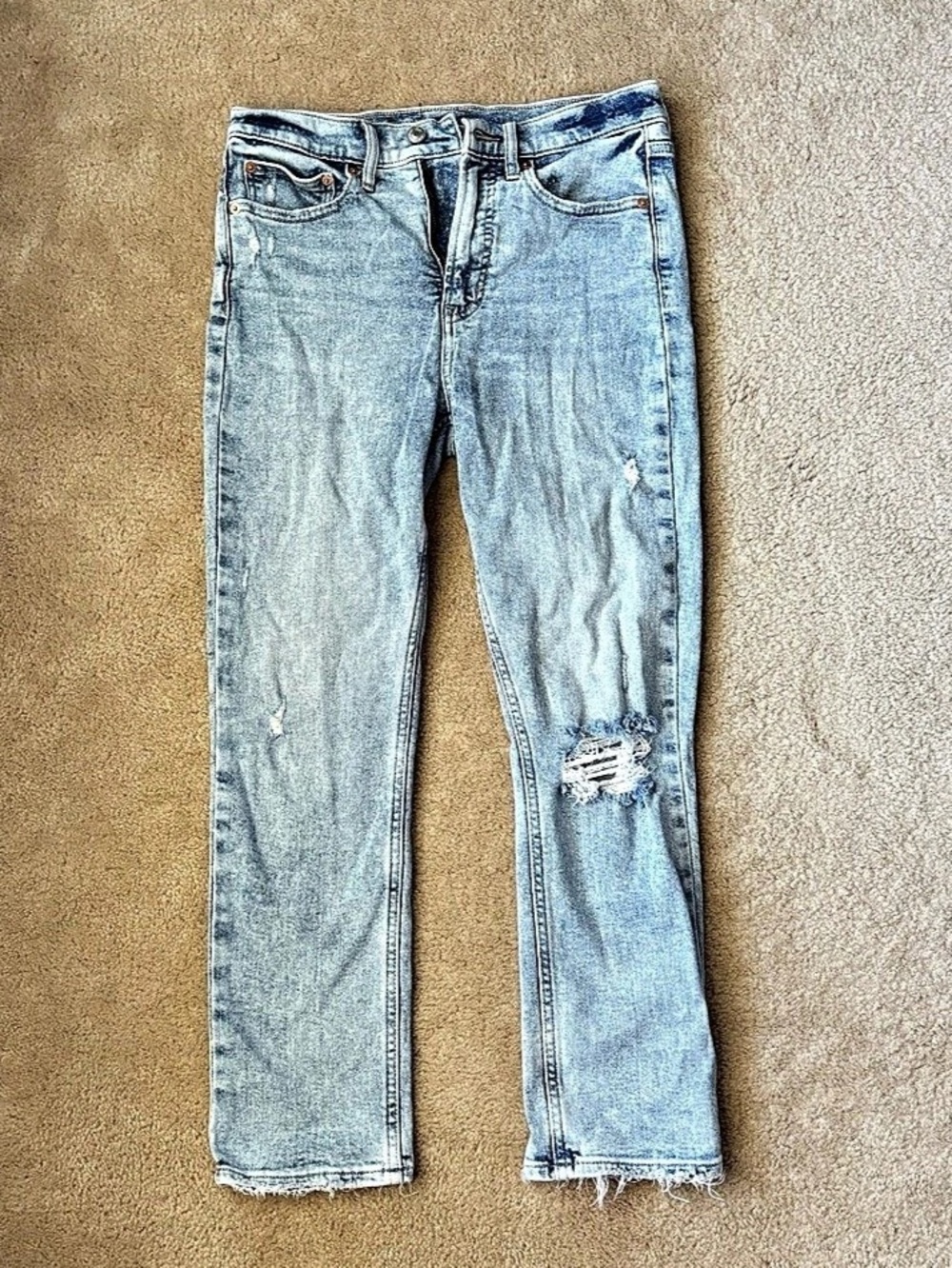 GAP Cigarette High Rise Women's Skinny Jeans Blue Distressed